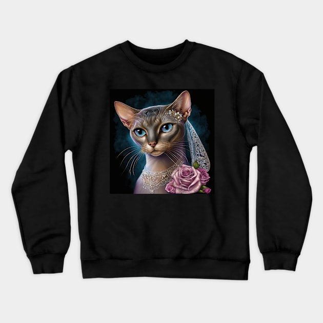 Glamorous Abyssinian Cat Crewneck Sweatshirt by Enchanted Reverie